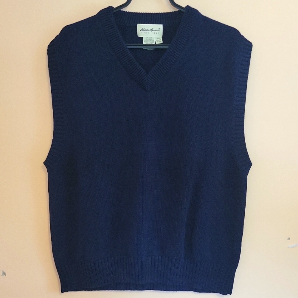 Eddie Bauer Men's Navy Sweater Vest Business Casual